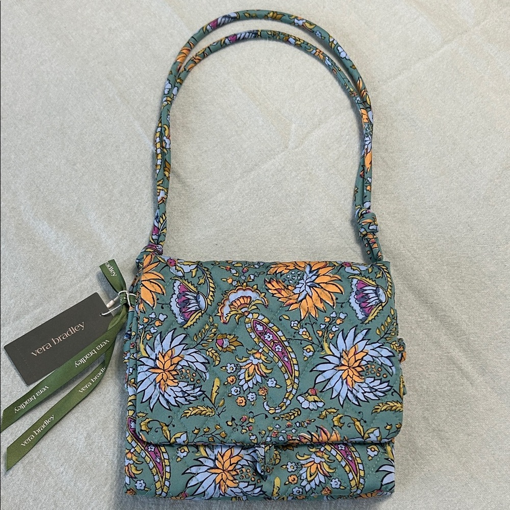 Vera Bradley Floral Crossbody Bag - Green , sunflower, hot pink, periwinkle